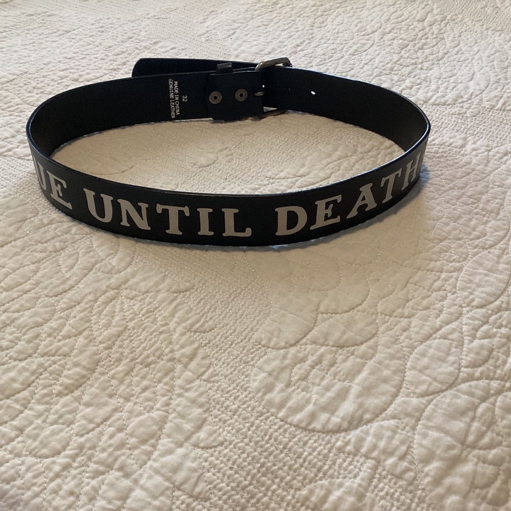 Goth Belt - TRUE UNTIL DEATH - Vintage 90s Genuine Leather